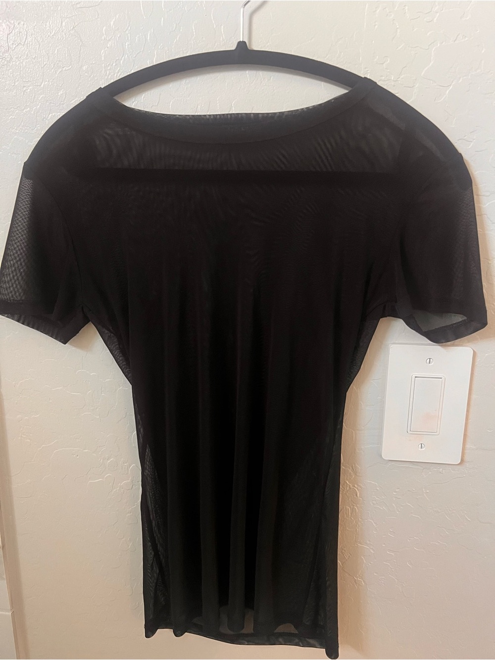 Black Sheer Mesh Short Sleeve Top